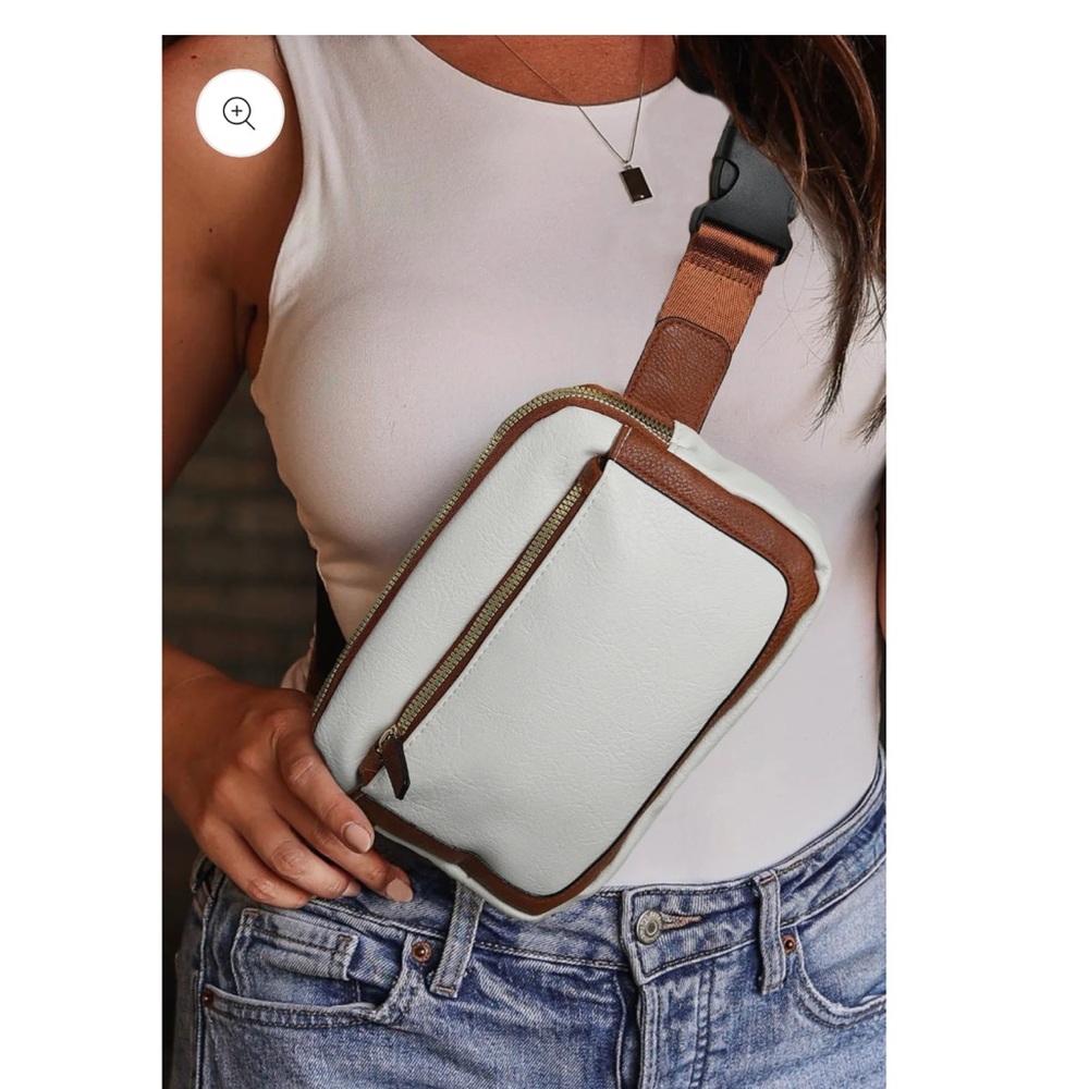 Cross body cream faux leather bag